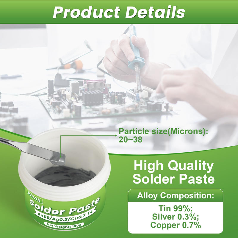 Sn99/Ag0.3/Cu0.7 Lead-Free Solder Paste, 217°C Melting Point, T4 Particle (200g) 200g