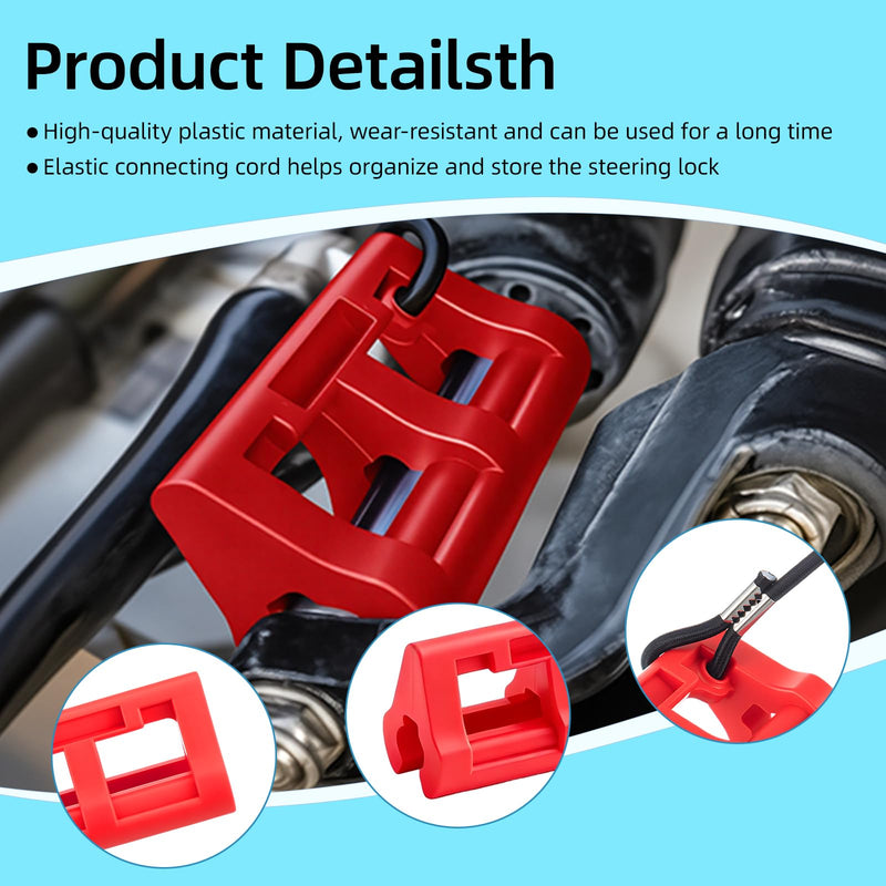 2 Sets 4" Steer Stop Outboard Steering Locks - Keep Motor in Position When Towing, Easy Install Hydraulic Steering Clip for Safe Boat Trailering & Transport Red