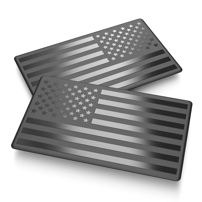 2 Pack Car American Flag Sticker, Black 3D US Decal for Vehicles, 5"x 3" Small USA Bumper Emblem Sticker Compatible with Jeep, Trucks, RV, SUV and More (One Left and One Right) 3D Black
