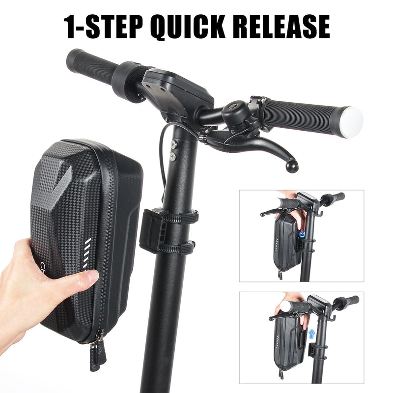 Portable Electric Scooter Bag, Quick Release Scooter Storage Bag with 2L/3L Large Capacity, Waterproof Front Handlebar Bag for Carrying Phone, Wallet, Tools Black