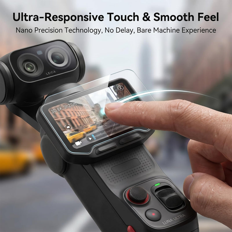 Screen Protector for Insta360 Luna Ultra - 2 Pack | Ultra HD, 9H Hardness, Scratch Resistant, Tempered Glass LCD Display Film, 2 x Lens Protector + 2 x LCD Screen Protector