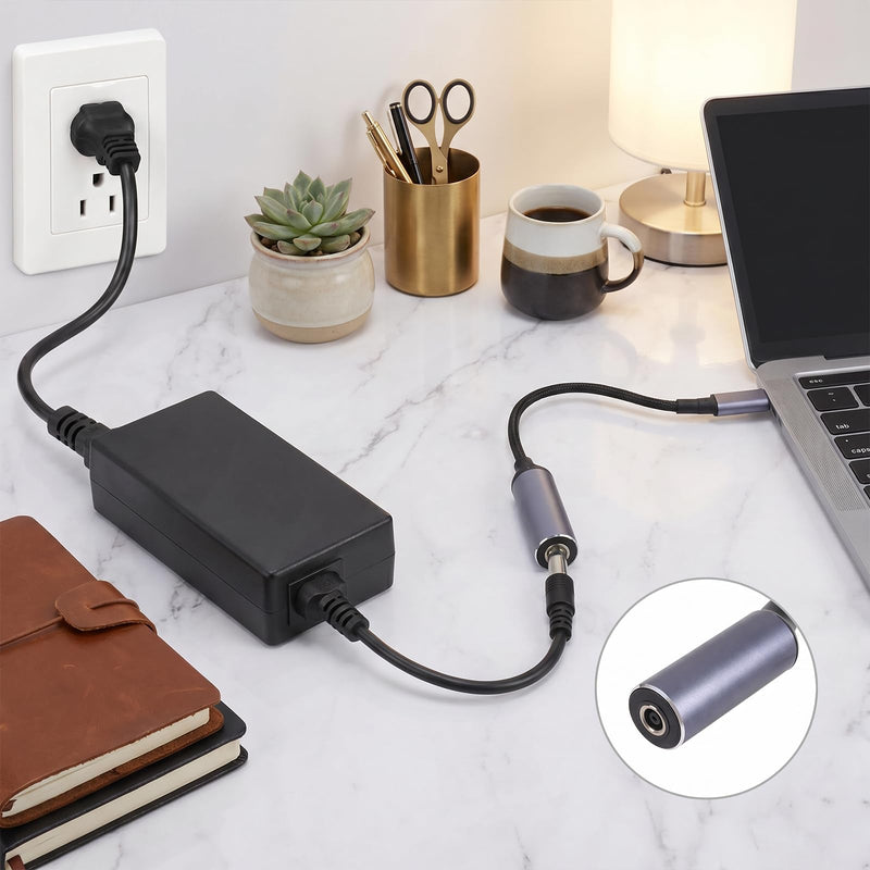 USB C to DC Adapter DC to USB C 4.5 x 3.0mm 100W Type-C PD Output | 5V/9V/20V Charging for Phones, Tablets, TWS, Laptops with USB-C