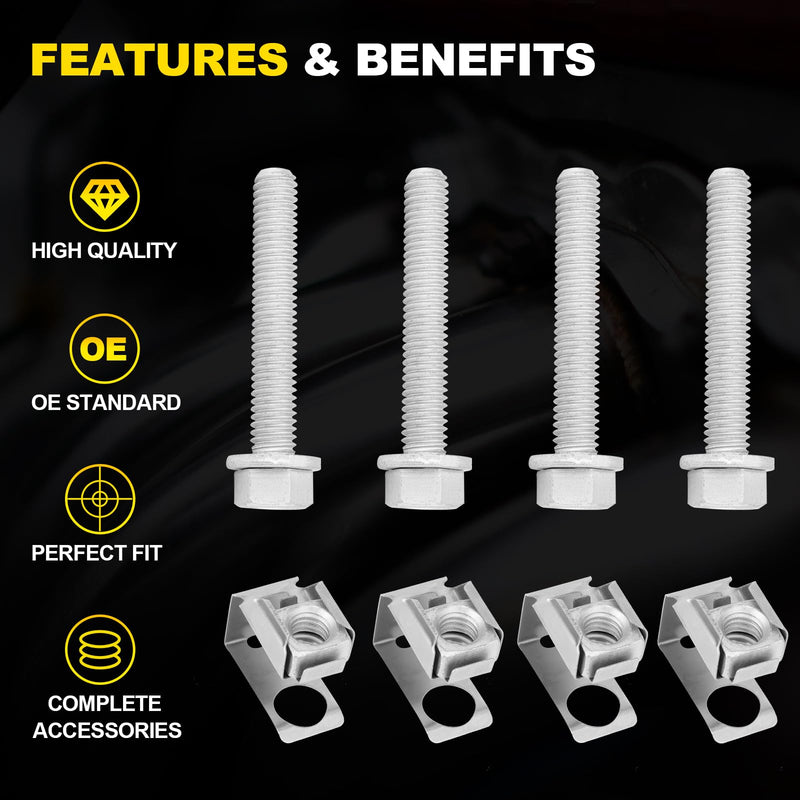 4 Sets Exhaust Manifold Flange Bolts & Nuts 03442 Hardware Kit Compatible with Jeep Wrangler, Dodge Durango Dakota, Ram 1500, Replace# 55366000AA 6036717AA