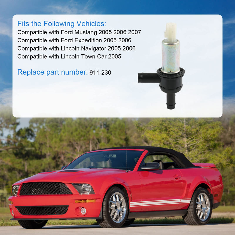 Vapor Canister Vent Solenoid Compatible with 2005-2007 Ford Mustang, 2005-2006 Ford Expedition, 2005-2006 Lincoln Navigator, 2005 Lincoln Town Car Replaces# 911-230