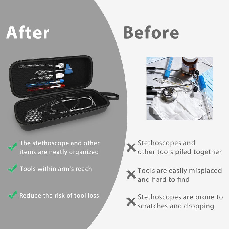Stethoscope Case Compatible with 3M Littmann Classic III, Cardiology IV, Lightweight II S.E. Stethoscope Bag for MDF, ADC, Omron Stethoscopes, Nursing Essentials for Nurses Clinical Bag Black