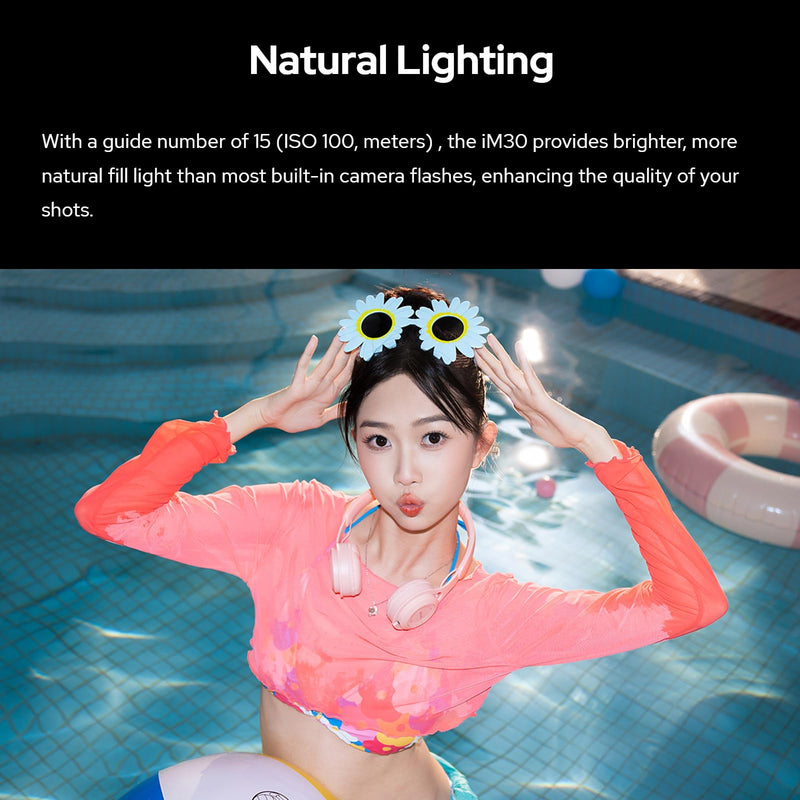 Godox iM30 Camare Flash,Mini Flash Speedlite,GN15 with 13 Levels Flash Power, CCT 6500K±200K with S1/S2 Optical Control for Fuji, for Canon, for Nikon, for Sony, for Olympus Camera