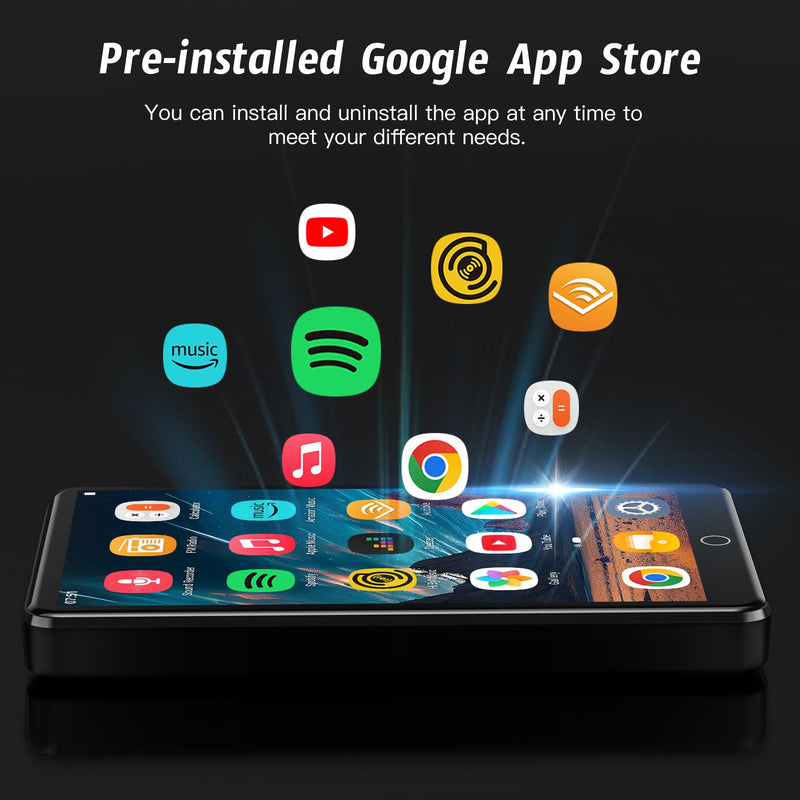 MP3 Player with WiFi & Bluetooth, 4.02” IPS HD Touch Screen, MP4 Player with Speakers, Android Music Player Preloaded with Spotify, Deezer, Play Store Midnight