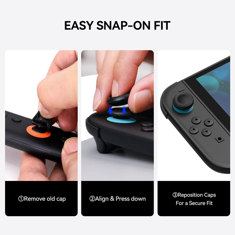 NEWDERY Joystick Replacement Caps Thumb Grips for Nintendo Switch 2 | 10PCS, for Nintendo Switch 2 Joy-Con, Anti Slip, Diamond Texture, TPU Grip Caps, Joystick Covers, Repair Kit Accessories