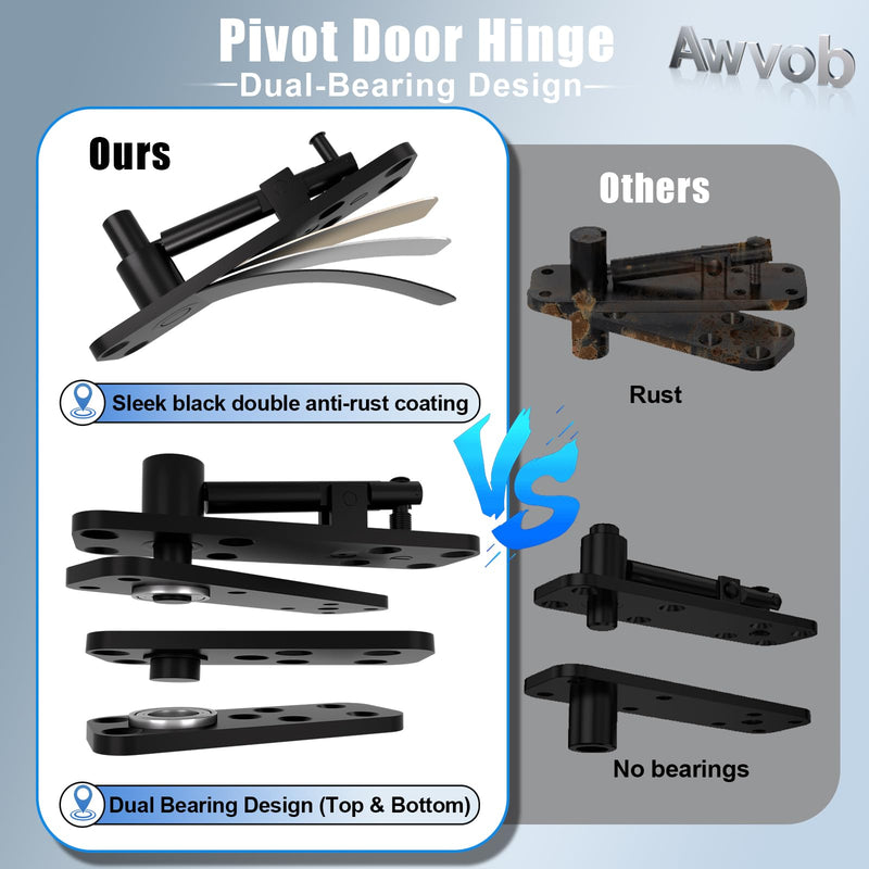 Hidden Door Hinge with Dual Bearing Design - Rotating Silent Invisible Door Hinge Kit for Heavy Duty Secret Door, Perfect for DIY Carpenters & Door Bookcase 580lbs Load-Bearing Double Bearing Hinges Black