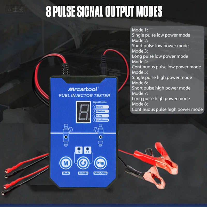 Fuel Injector Cleaning Kit, Auto Fuel Injector Tester Tool, 6 Adapter Fuel Injectors Cleaner kit, 4 Pulse Modes DIY Fuel Injection Cleaner Kit