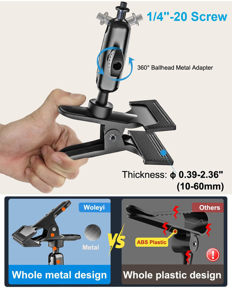 Metal Sun Visor Car Phone Holder, 360° Adjustable Magic Arm Phone Mount for Car Visor Clip, Phone Holders for Your Car for iPhone 17 Pro Max 16 15 14 13 12 11 Air Plus, S25, More 4.7 to 7" Smartphones