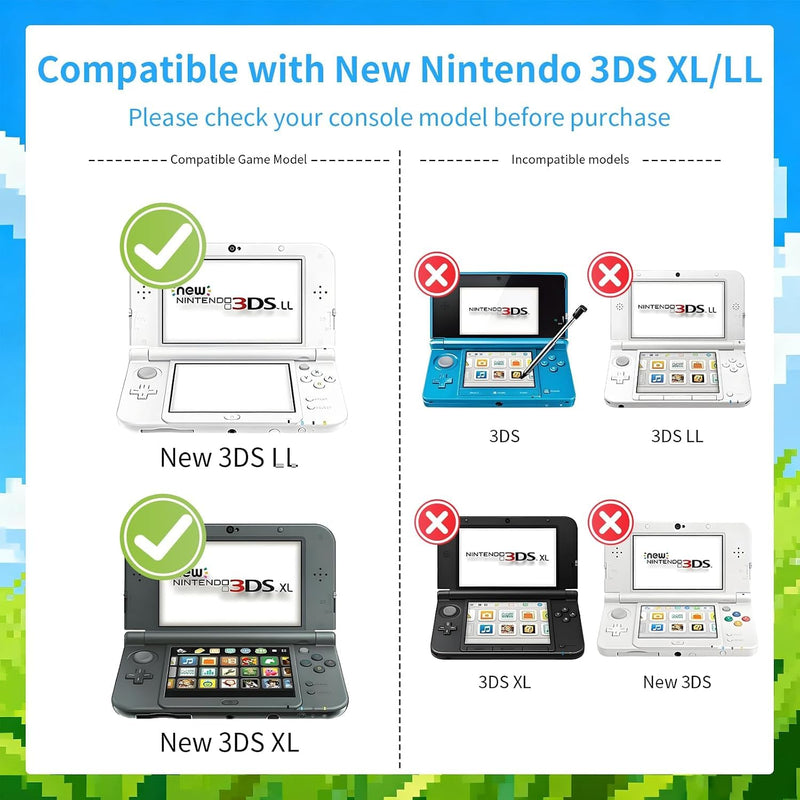 QUBAMG 6-1 Accessories Kit Compatible with New Nintendo 3DS XL/LL, Hard EVA Carrying Case, Clear PC Protective Case, Charger Cable, 4 Replacement Stylus Pens, Screen Protector Set, Cleaning Wipes, Full Protection Bundle