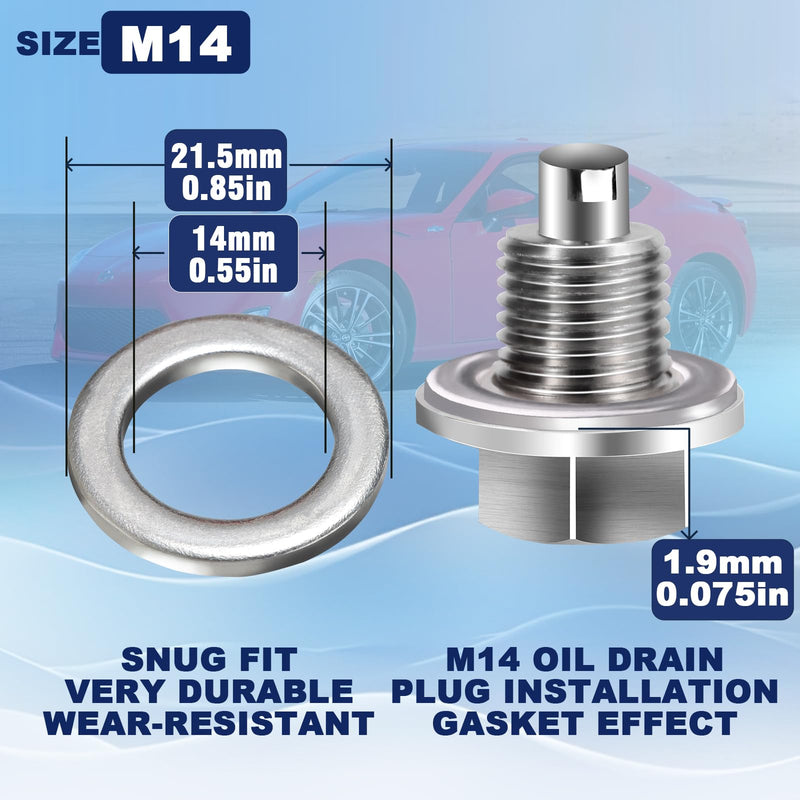 24-PCS Oil Drain Plug Gasket Washer- Aluminum M14 Crush Washer Oil Drain Plug- Premium Seal Replaces for OEM 94109-14000, Honda, Accord, Acura, Civic, Ridgeline, Odyssey, CR-V, Pilot, Fit, Element M14 Oil Plug Gasket For Honda-Acura