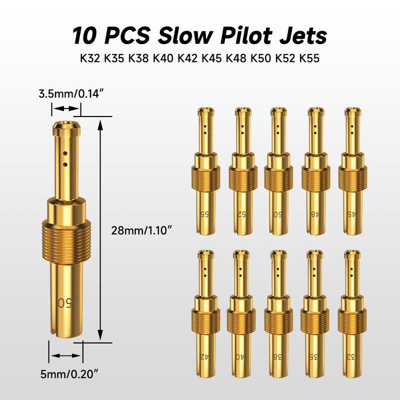 40PCS Carburetor Main Jet Slow Pilot Jet Kit Compatible with Keihin PE PWK CVK OKO KOSO Polini Carb Dirt Bike ATV Quad 4 Wheeler Go Kart, Include 30PCS Main Jet and 10PCS Pilot Jet Accessories