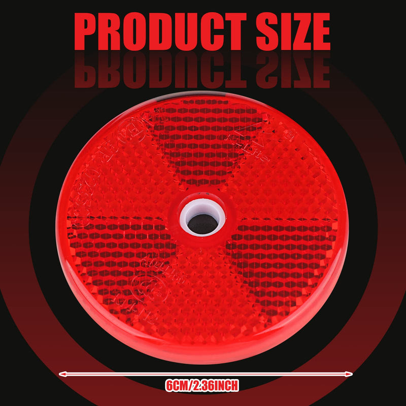 Kingdder 48 Pcs Front Reflector Round Reflector for Driveway Fence Gate Posts Trailers Safety Reflectors with Center Mounting Holes Automobiles Boats Mailboxes Reflector (Red) Red