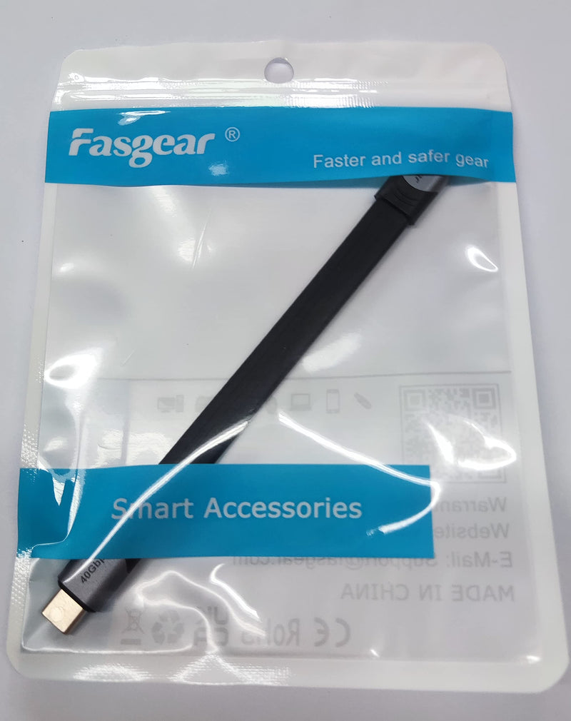 Fasgear Short USB 4 Cable 6-inch/15cm 100W 40Gbps USB C to USB C Cable with 5K@60Hz Video Output Compatible for Thunderbolt 4/3 Port MacBook Pro Mac mini External SSD Hub Docking Monitor Display eGPU
