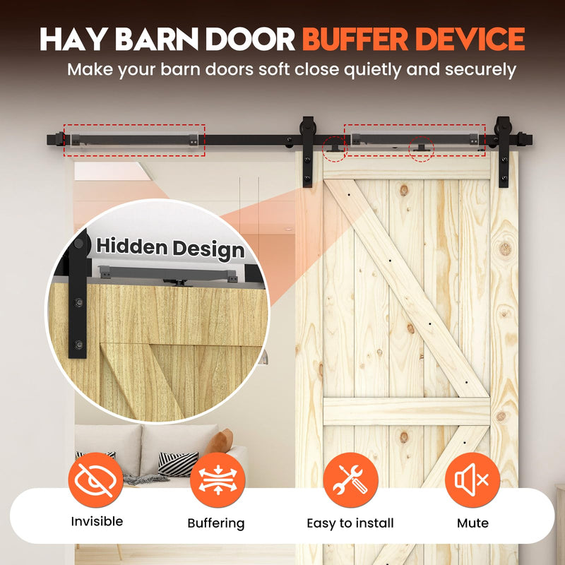 Barn Door Soft Close Hardware Kit 4 Pack,Barn Door Stopper Black | Heavy Duty|Universal Fit | 88-132 lbs|No Hole Install | Adjustable Damper | Sliding Door | Top Track | Upgrade