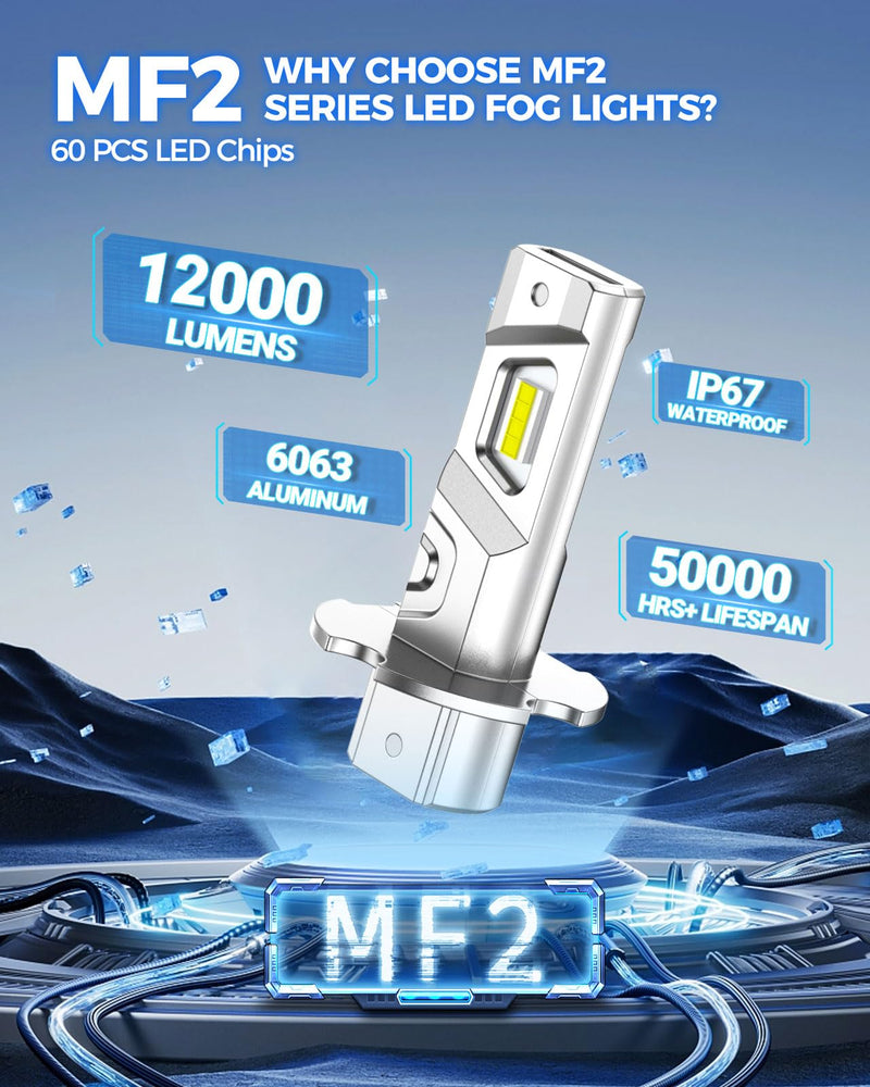 Marsauto H3 Yellow Led Fog Light Bulb, 600% High Bright H3LL Fog Lights Led, 12,000LM 3000K Amber Yellow Strong Penetration, 2024 New Upgraded CSP Chips H3 Fog Bulb for Car, Pack of 2 H3/H3ll