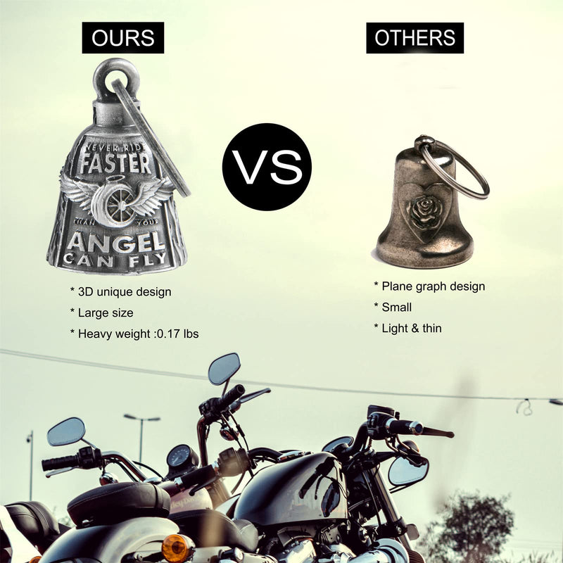 Dream Apparel Motorcycle Bells for Bikers Guardian Angel Gremlin Motorcycle Bells for Motorcycle Rider Key Chain for Luck Never Rider Faster Than Your Angel Can