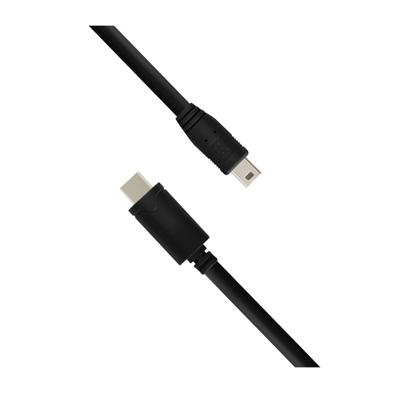 20-Foot Mini USB 5-Pin to USB Type C Cable - Extra Long Tethering Cable - Compatible with Canon, GoPro, Yeti Microphones, Dash Cams, Tomtom GPS Systems, MP3 Players and More. Black