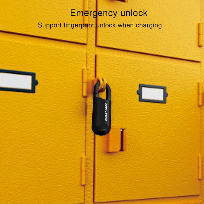 Fingerprint Padlock, Fingerprint Lock, AntiTheft, USB Rechargeable, 10 Fingerprints Can Be Registered, for, Gyms, Offices, Doorways, Backpacks, Bags, Luggage Cases (Black) Black