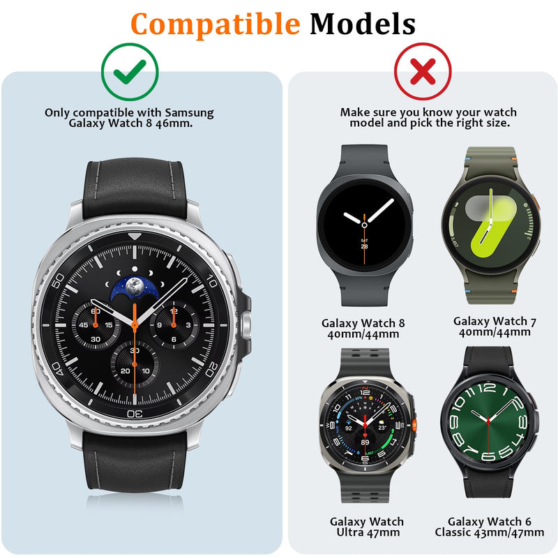 Amizee Rugged Case Compatible with Samsung Galaxy Watch 8 Classic Case 46mm with Back Cover, Metal Bumper Ultra Thin Shockproof Protective Cover for Galaxy Watch 8, Titanium