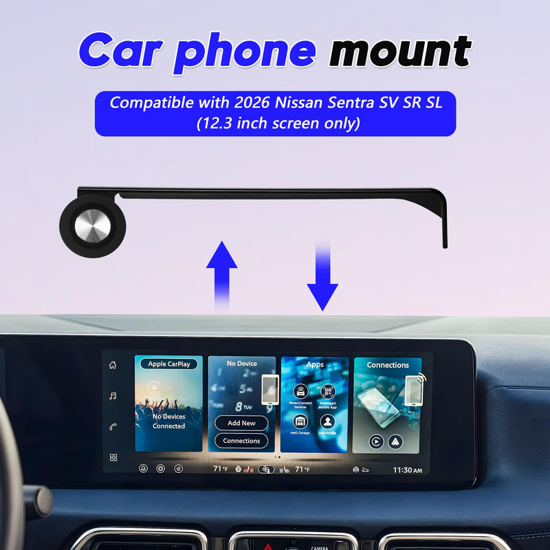Sunsdrew Car Phone Holder for 2026 Nissan Sentra Accessories, Sentra S SV SR SL Phone Mount for 12.3-Inch Screen, Tool-Free Fixed Clip, 360° Rotation, Does Not Affect Air Vent For Nissan Sentra
