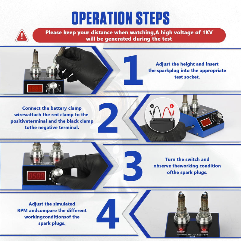 BELEY Spark Plug Tester Automotive Engine Ignition Coil Tester Dual Holes 500-9000rpm Working Frequency with LCD Display,110V/220V Car Spark Plugs Tester Tool for 12V Gasoline Vehicle. H90