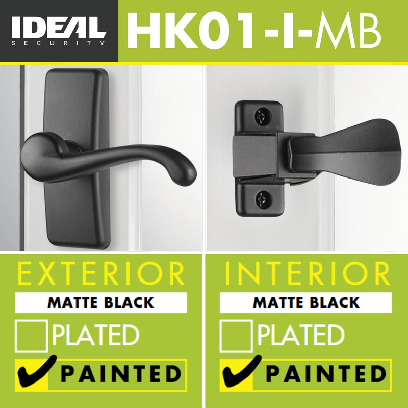 Ideal Security GL Door Lever Set with Keyed Deadbolt Lock for Storm and Screen Doors, Matte Black (4-Piece Set) 4-piece set