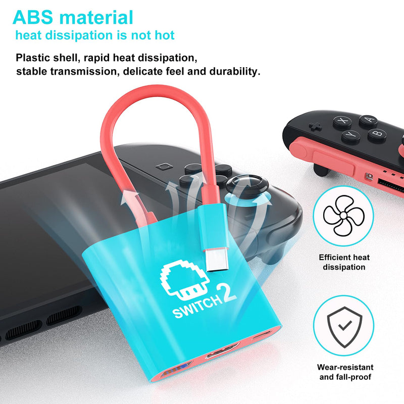 Switch 2 Dock, Portable TV Dock Station for Switch/Switch 2/Steam Deck/ROG Ally/Legion GO, 3-in-1 Switch 2 Travel Dock with HDMI 8K@60Hz or 4K@60Hz, USB 3.0 and 100W Charge PD Port 8K Dock