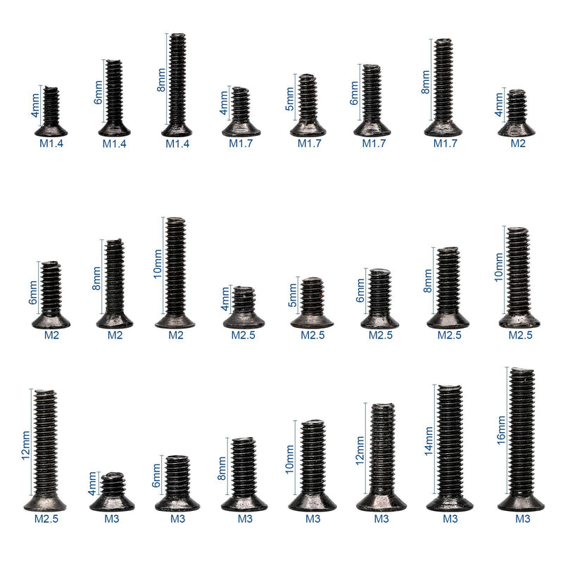 NINDEJIN Laptop Notebook Computer Screws, Flat Head Phillips Screws Assortment Kit (M1.4 M1.7 M2 M2.5 M3) + (M2 M2.5 M3)