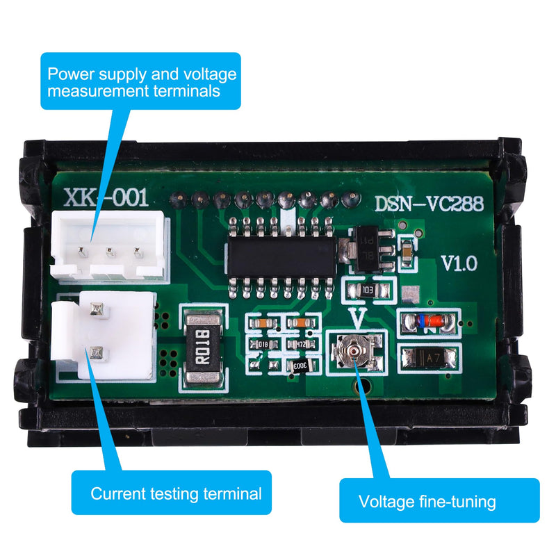 0.28" Volt Meter, DC 0-100V 10A Digital Voltmeter Ammeter Dual 3 Bits LED Display with Connect Wires Mini Ammeter Voltmeter for Electronic Circuit Experiments Cars RV Solar Energy (5Pack) 5Pack