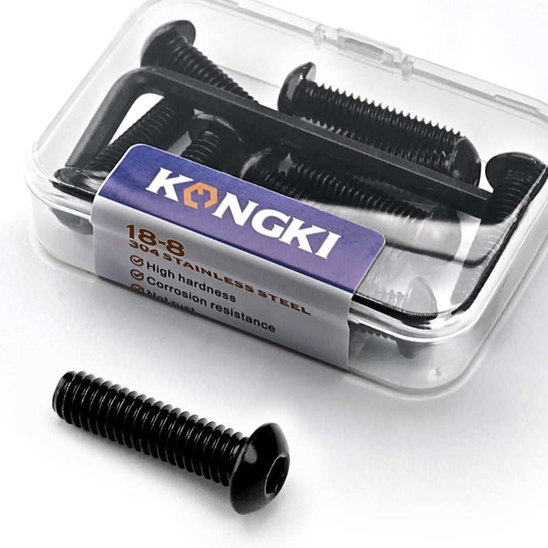 5/16-18 x 4 Button Head Socket Cap Screws, Stainless Steel 18-8(304), Black Oxide, Allen Hex Drive, Full Thread, 20 PCS (with Hex Spanner) 5/16x4"
