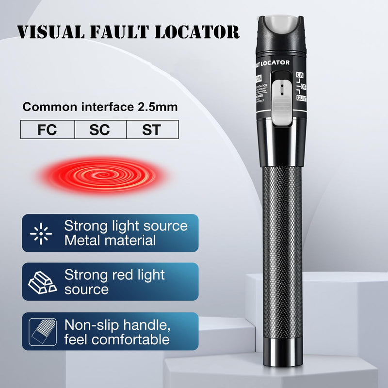VFL Visual Fault Locator,80-100KM Fiber Optic Cable Tester Meter with 2.5 mm Universal Connector FC Male to LC Female Adapter for CATV Telecommunications