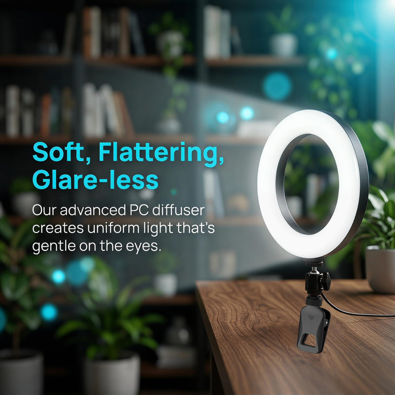6" Ring Light with Desk Tripod Stand and Clip | Video Conference Lighting, Monitor Laptop Computer Compatible, Zoom Call Live Streaming, Remote Working Learning