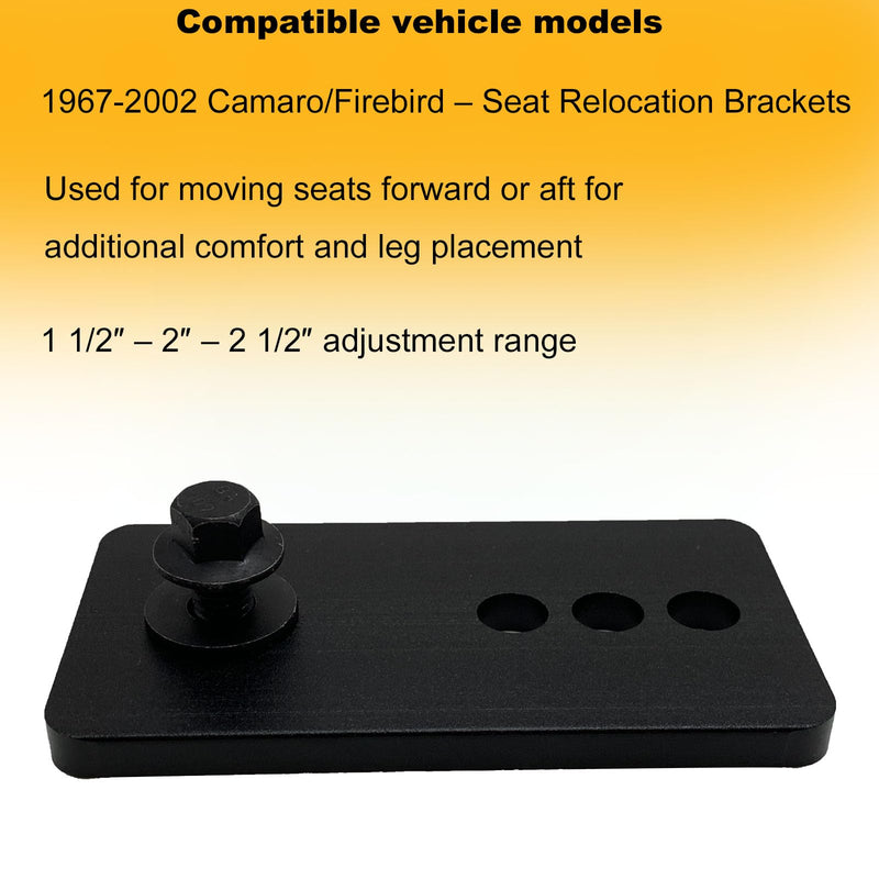 Aerospace-Grade Aluminum Seat Relocation Brackets Kit for 1967-2002 Camaro/Firebird | 1.5/2/2.5" 3-Position Adjustable | 50% Lighter Than Steel | Anti-Corrosion & Rustproof (Set of 4)