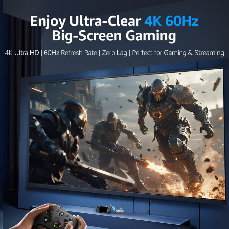 Switch 2 HDMI Adapter Dock Station(3 Ports), 4K 60Hz HDMI 2.0,18Gbps,PD 100W & USB 3.0, Portable USB-C to HDMI Travel Dock for TV Compatible with Nintendo Switch 2/OLED/2017/Steam Deck/ROG Ally 4K60Hz Blue