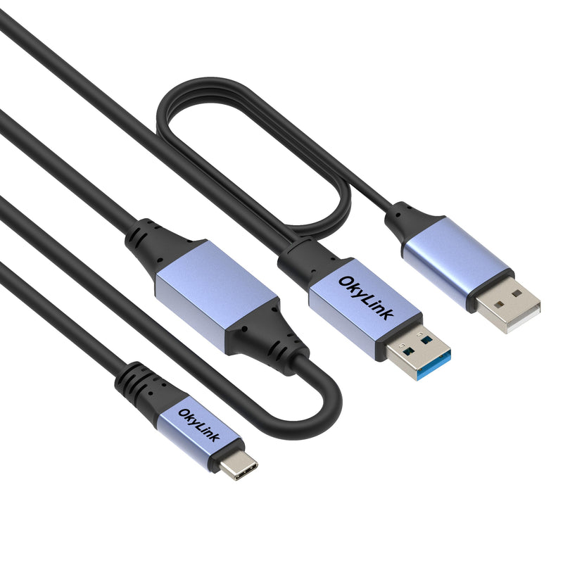 Active USB 3.0/3.2 Gen1 A to C Data Cable 50ft/15M – High-Speed 5Gbps, Signal Booster, Optional Power, Long-Distance Cable for VR, External Storage, Docking Station, Printer 50ft (15M) Black cable + Gray shell
