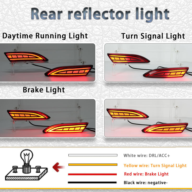  [AUSTRALIA] - LED Rear Bumper Reflectors Light Fog Brake Tail Lamps Compatible with Ford Focus 2012-2018 Pair Driver and Passenger Side Sedan/Hatchback (Not Fit ST& SEL) 12-14 Stock Reflector Trim (Red) Red