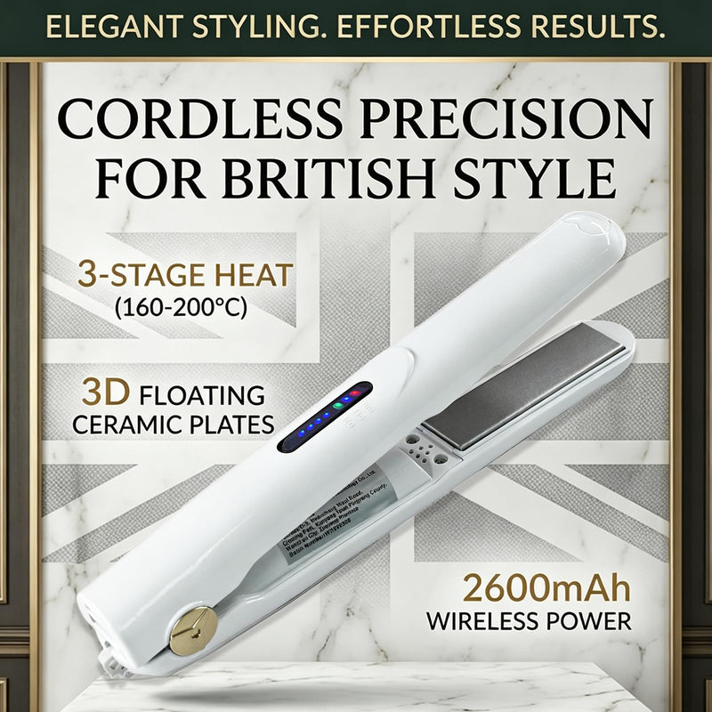 Mini Hair Straightener Rechargeable,2in1 Cordless Hair Straighteners and Curler,Mini Hair Straightener Wireless,Rechargeable Ceramic Mini Portable Curling Iron with 2600mah (White) White