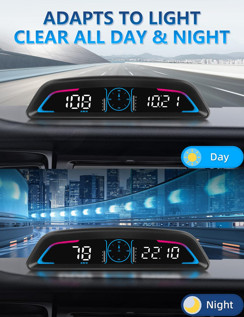  [AUSTRALIA] - OBD2 Speedometer for Car Digital with Time, Speed, Mileage, RPM, Volt, Water Temp, Overspeed, Fatigued Driving Alert LCD Screen OBD2 Guage Display for Car Head Up Display HUD for Most 2008+ Sedan Cars