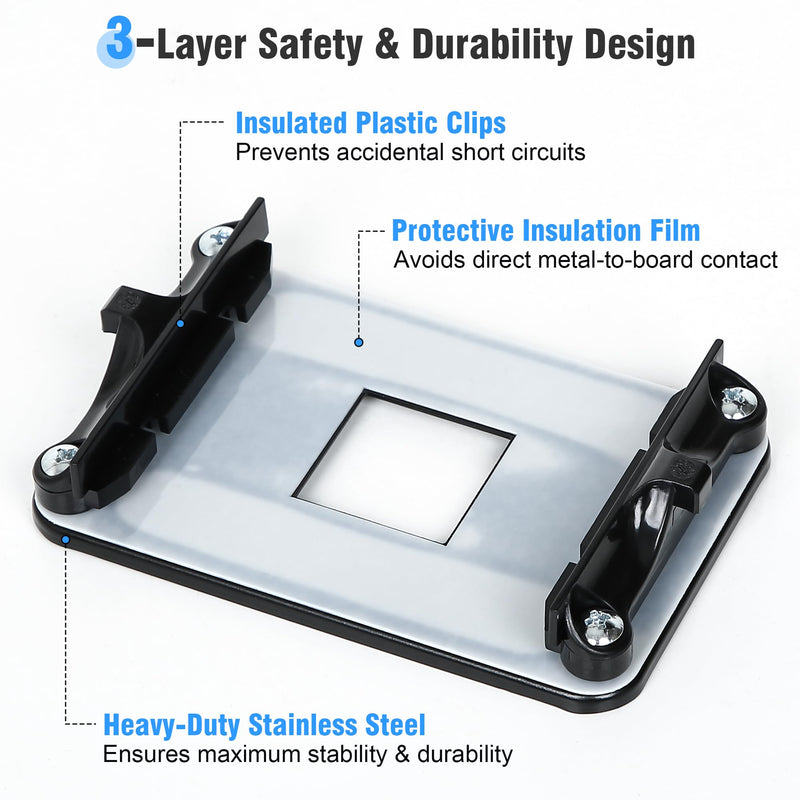 AM4 AM5 Backplate Mounting Bracket, Universal Heatsink Bracket AM5 AM4 CPU Cooler Mount kit with Metal Backplane, Standoffs and Screws for AMD Socket Motherboard (Black) Black