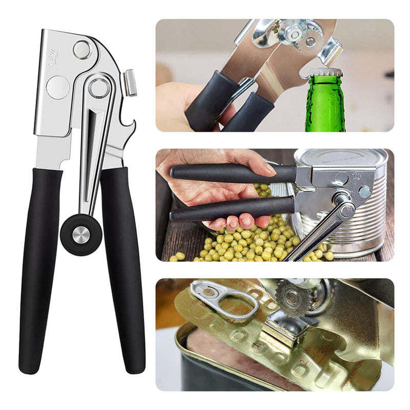 2Pcs Can Opener with Magnet Crank Can Openers Manual,Heavy Duty Commercial Can Opener with Rubber-coated Long Handles