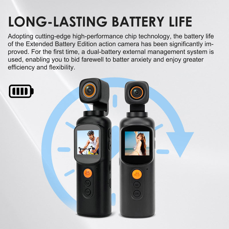 4K Body Cameras with Audio and Video Recording, WiFi Portable Vlogging Camera 350° Rotation, 6HR Battery, Mini Action Camera for Travel, Work Records, Covert Recording 64GB Card Included.