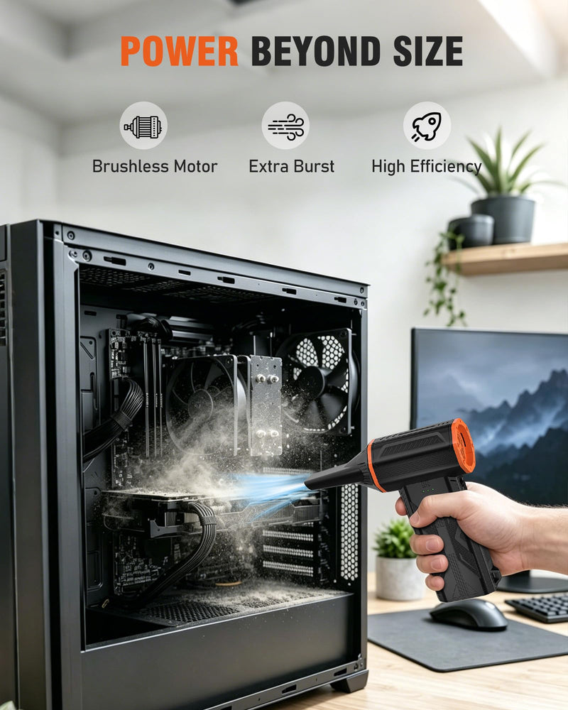 Electric Air Duster, 110000 RPM Rechargeable Compressed Air Duster, Cordless Air Blower with 3 Speed Modes for Computer Cleaning, Keyboard, PC, Electronics, Car, Office & Home