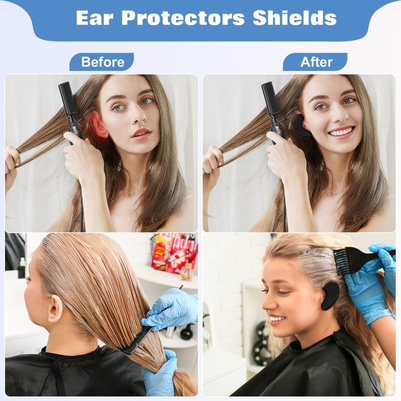 FERNIDA Silicone Ear Covers for Dryer & Hair Dye & Heat Iron, High-Temp Resistance & Reusable Ear Protectors Pair for Salon Home Black