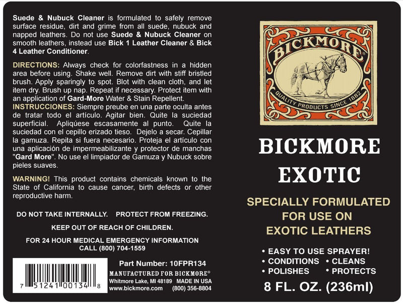  [AUSTRALIA] - Bickmore Exotic 8oz (2-Pack) - Specially Formulated Leather Spray Used to Clean Condition Polish and Protect Exotic Leathers & Reptile Skins 8 Fl Oz (Pack of 2)
