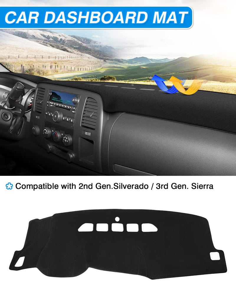 Cartist Dash Cover Custom Fit for Chevy Chevrolet Silverado/GMC Sierra 1500 2500HD 3500HD 2007-2013 Accessories Dashboard Cover Mat Non-Slip (Only Fit Models with Two Glove Boxes)