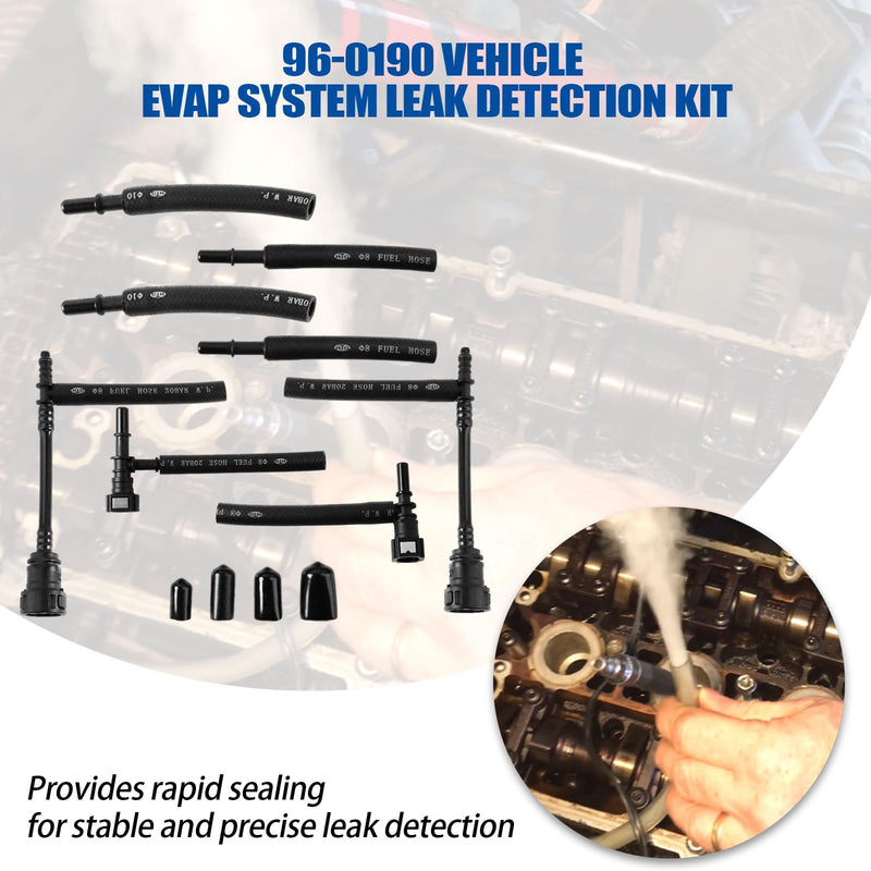 96-0190 EVAP Smoke Machine Leak Detection Kit, Universal Automotive Adapter Set for Vacuum Leak Testing, Low-Pressure Diagnostic Tool for Most Cars & Light Trucks