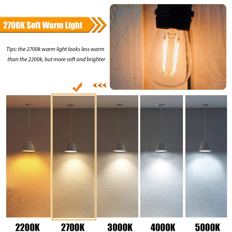 Replacement Bulbs for String Lights, 2W S14 Shatterproof Outdoor LED Light Bulbs, 2700K Soft White, E26 Base, AC120V, Not Dimmable, 30 Pack 2w-2700k Soft White 30 Count (Pack of 1)